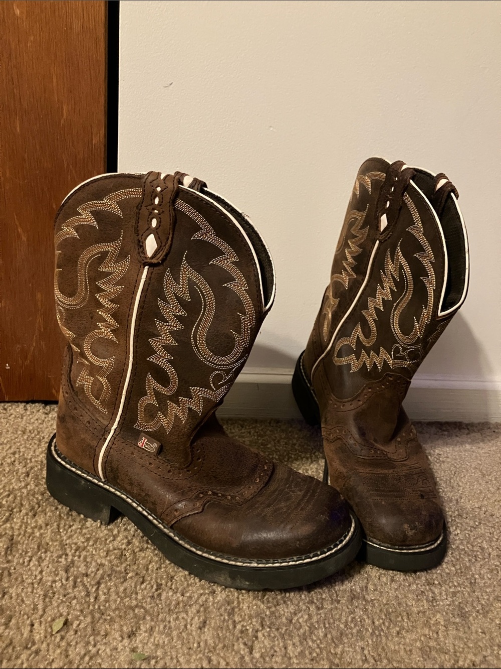 Justin Boots Brown Western Pull-On Kids' Cowboy Boots